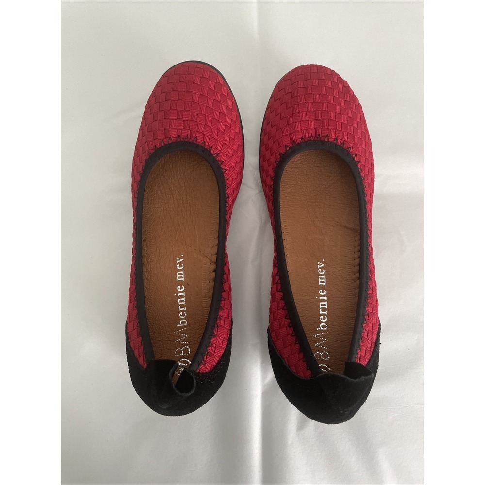 Bernie Mev HAZEL Comfort Flats Stretch Slip On Woven Vibrant RED Size 6/37 NEW